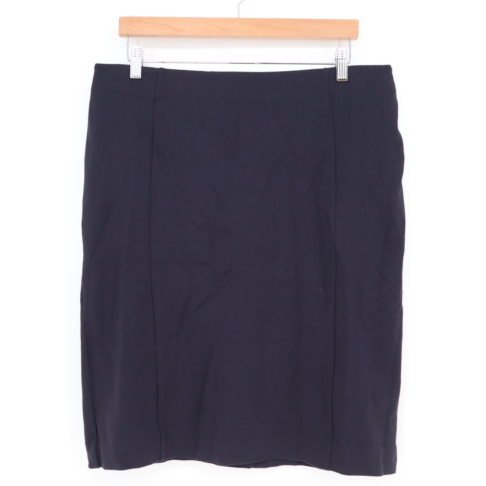 Ann Taylor Skirt Women 14 Pencil Navy Blue Stretch Ponte Career Excellent